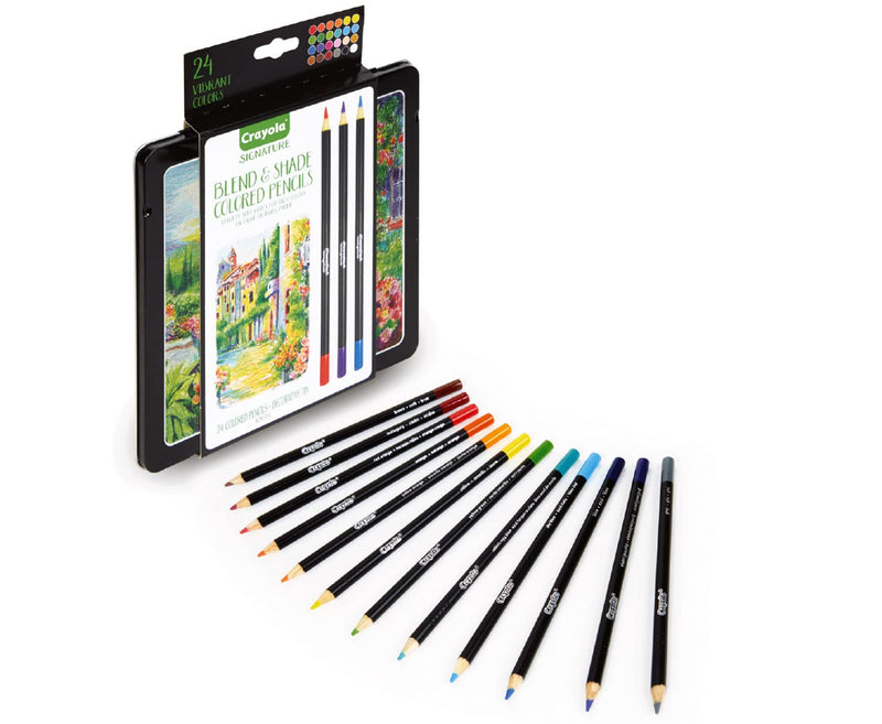 CRAYOLA - Signature, 24 colouring pencils shades and shadows, in decorated tin box, creative activity and gift, 68-2026