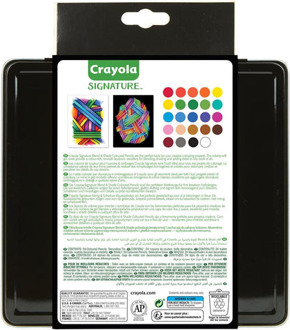 CRAYOLA - Signature, 24 colouring pencils shades and shadows, in decorated tin box, creative activity and gift, 68-2026