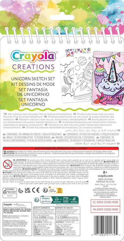 CRAYOLA Creations Unicorn Fantasy Set, Album with 20 Colouring Pages and 100 Stickers, Creative Activity for Children from 6 Years, 04-1174