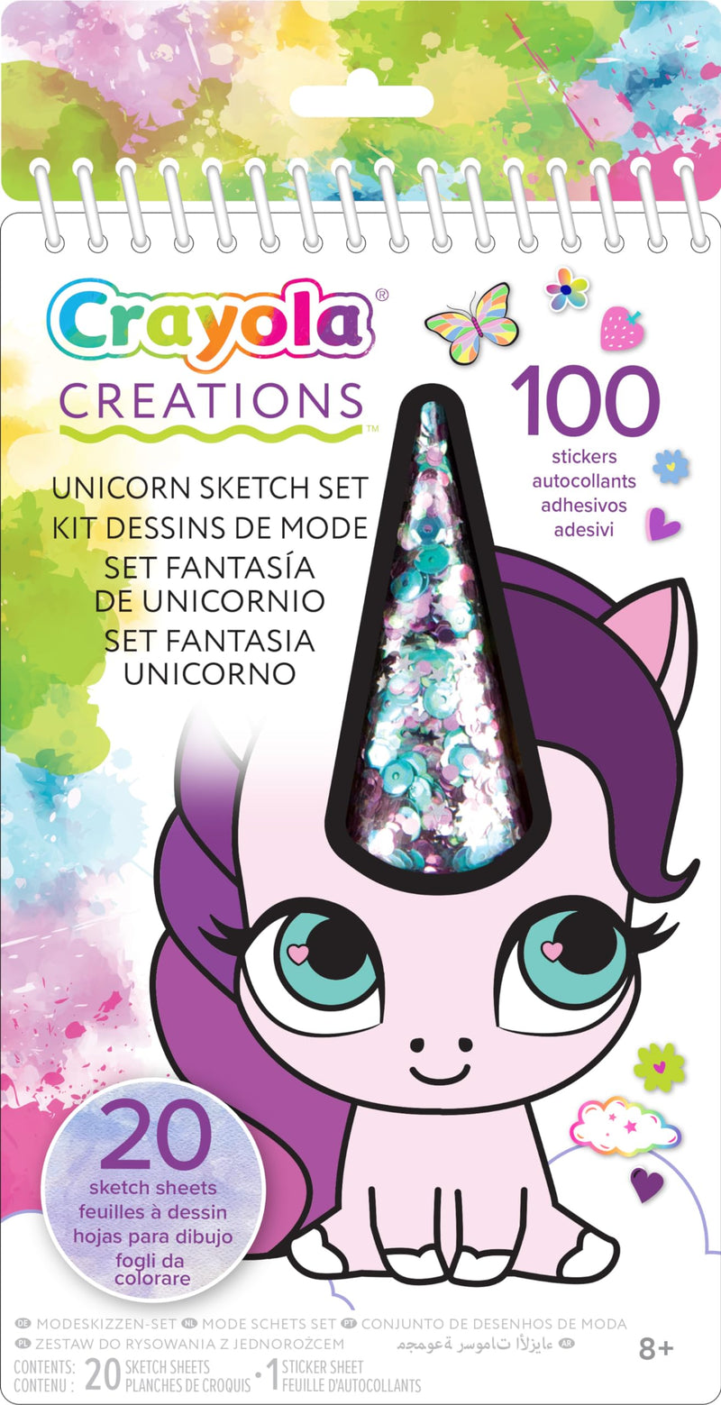 CRAYOLA Creations Unicorn Fantasy Set, Album with 20 Colouring Pages and 100 Stickers, Creative Activity for Children from 6 Years, 04-1174