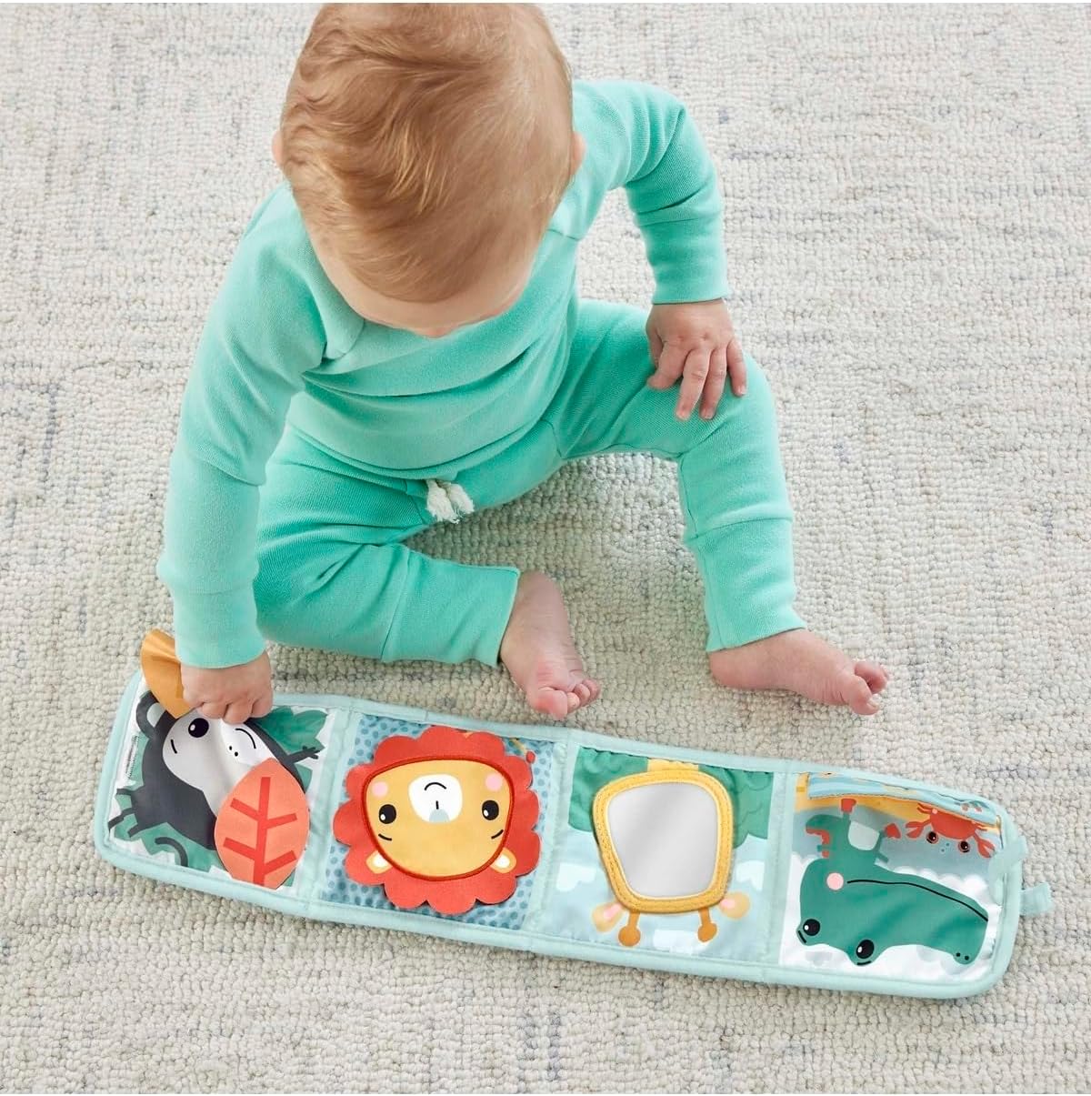Fisher-Price Newborn Tummy Time Toy with Sensory Details, Repositionable Fold & Play Activity Panel for Babies, HML63