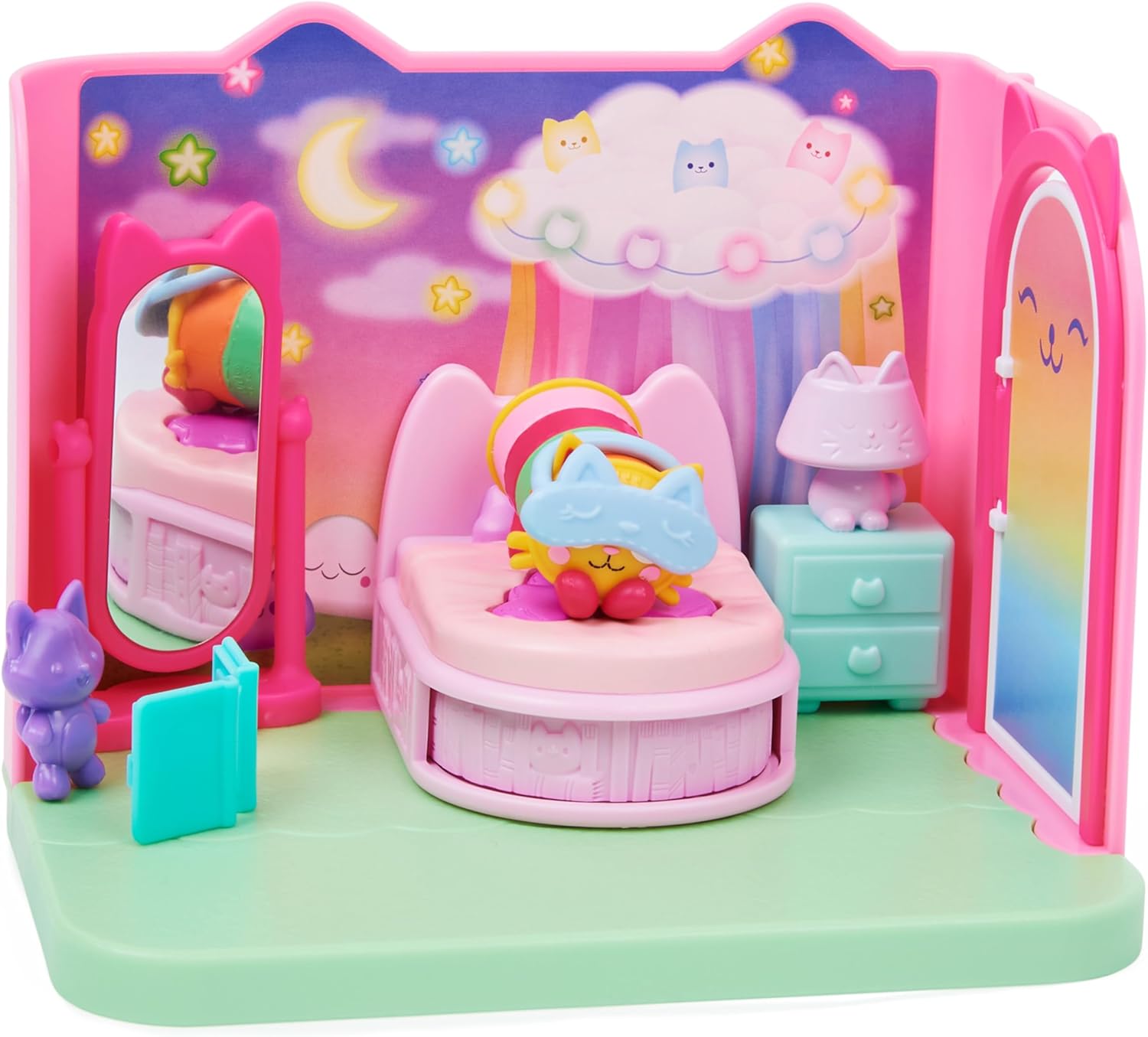 Gabby’s Dollhouse, Sweet Dreams Bedroom with Pillow Cat Figure and 3 Accessories, 3 Furniture Pieces and 2 Deliveries, Kids’ Toys for Ages 3 and above