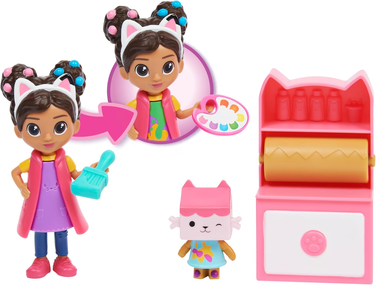 Gabby's Dollhouse, Mini set Studio d’arte, con Gabby e Baby Scatola, giochi per bambini dai 3 anni in su