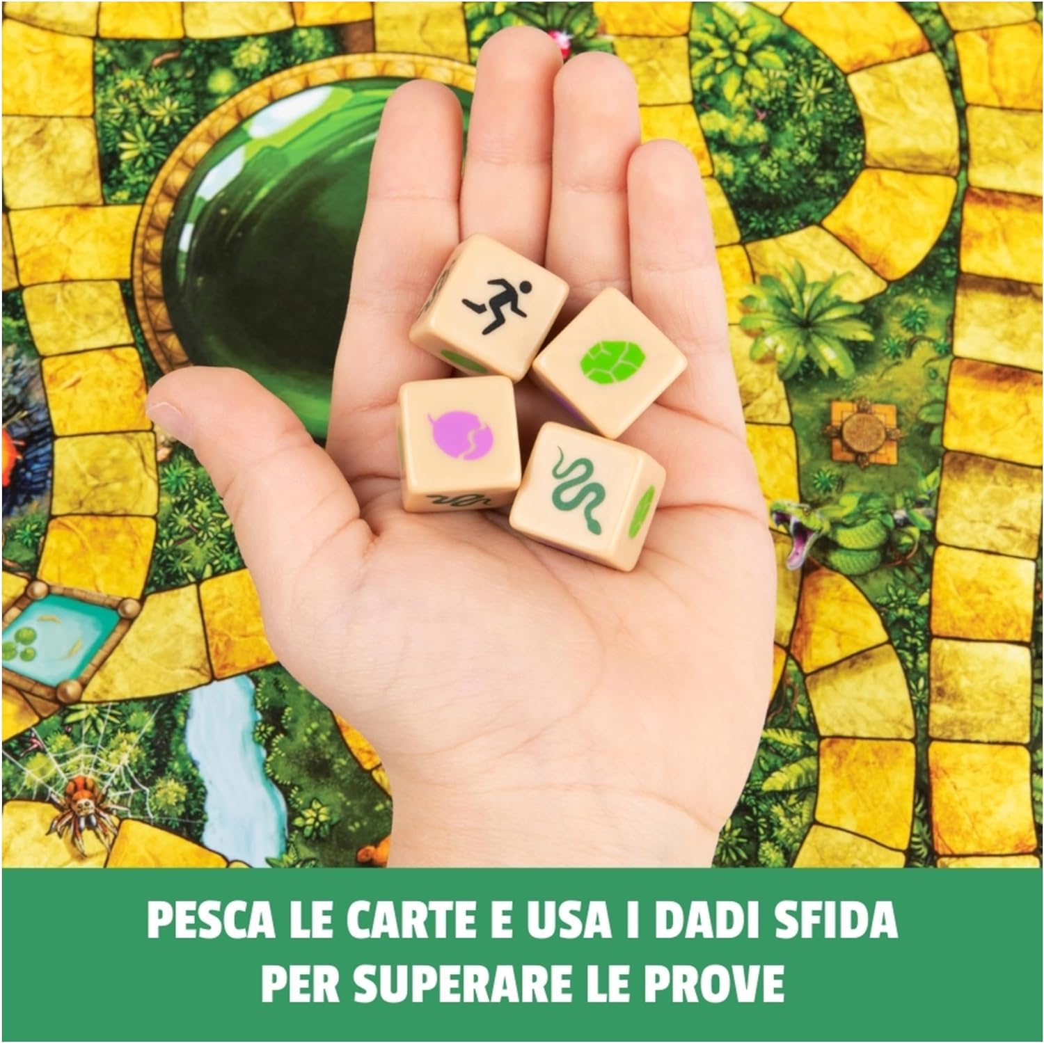 Spin Master Games Editrice Giochi, Jumanji, Jumanji Il Gioco da Tavolo in Legno, Formato Deluxe, Giochi da Tavola di Avventura per Famiglie e Amici, da 2 a 4 Giocatori, 8+ Anni