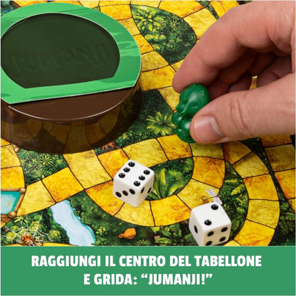 Spin Master Games Editrice Giochi, Jumanji, Jumanji Il Gioco da Tavolo in Legno, Formato Deluxe, Giochi da Tavola di Avventura per Famiglie e Amici, da 2 a 4 Giocatori, 8+ Anni