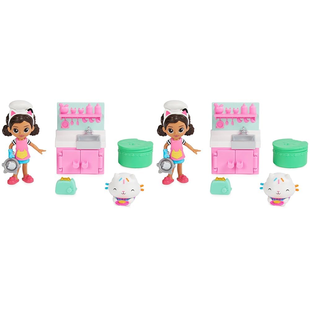 Gabby's Dollhouse, Lunch and Munch Kitchen Set with 2 Toy Figures, Accessories and Furniture Piece, Kids’ Toys for Ages 3 and above (Pack of 2) Lunch and Munch Kitchen Set standard size (Pack of 2)