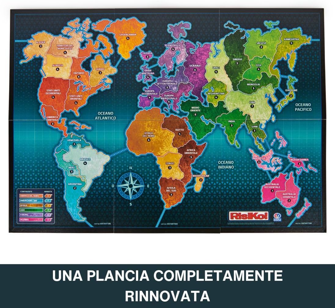 Spin Master Games, Editrice Spiele, Risiko, Boxspiele, Risico Classic Edition 2023, Gesellschaftsspiele und Strategie für Familie und Freunde, für Erwachsene und Kinder, von 3 bis 6 Spielern, ab