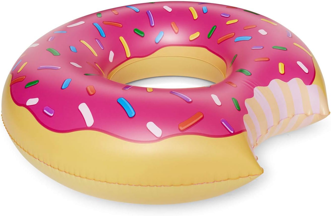 BigMouth Inc. Inflatable Strawberry Frosted Donut 4 ft Wide Pool Float Rubber Ring Made from Durable Vinyl | 150 cm Diameter