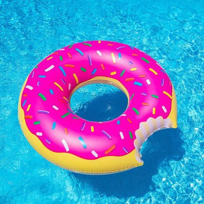 BigMouth Inc. Inflatable Strawberry Frosted Donut 4 ft Wide Pool Float Rubber Ring Made from Durable Vinyl | 150 cm Diameter