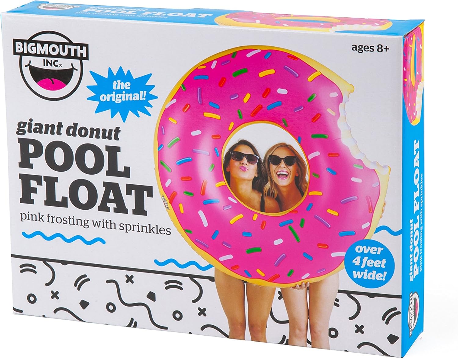 BigMouth Inc. Inflatable Strawberry Frosted Donut 4 ft Wide Pool Float Rubber Ring Made from Durable Vinyl | 150 cm Diameter