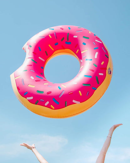 BigMouth Inc. Inflatable Strawberry Frosted Donut 4 ft Wide Pool Float Rubber Ring Made from Durable Vinyl | 150 cm Diameter