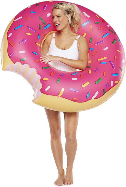 BigMouth Inc. Inflatable Strawberry Frosted Donut 4 ft Wide Pool Float Rubber Ring Made from Durable Vinyl | 150 cm Diameter