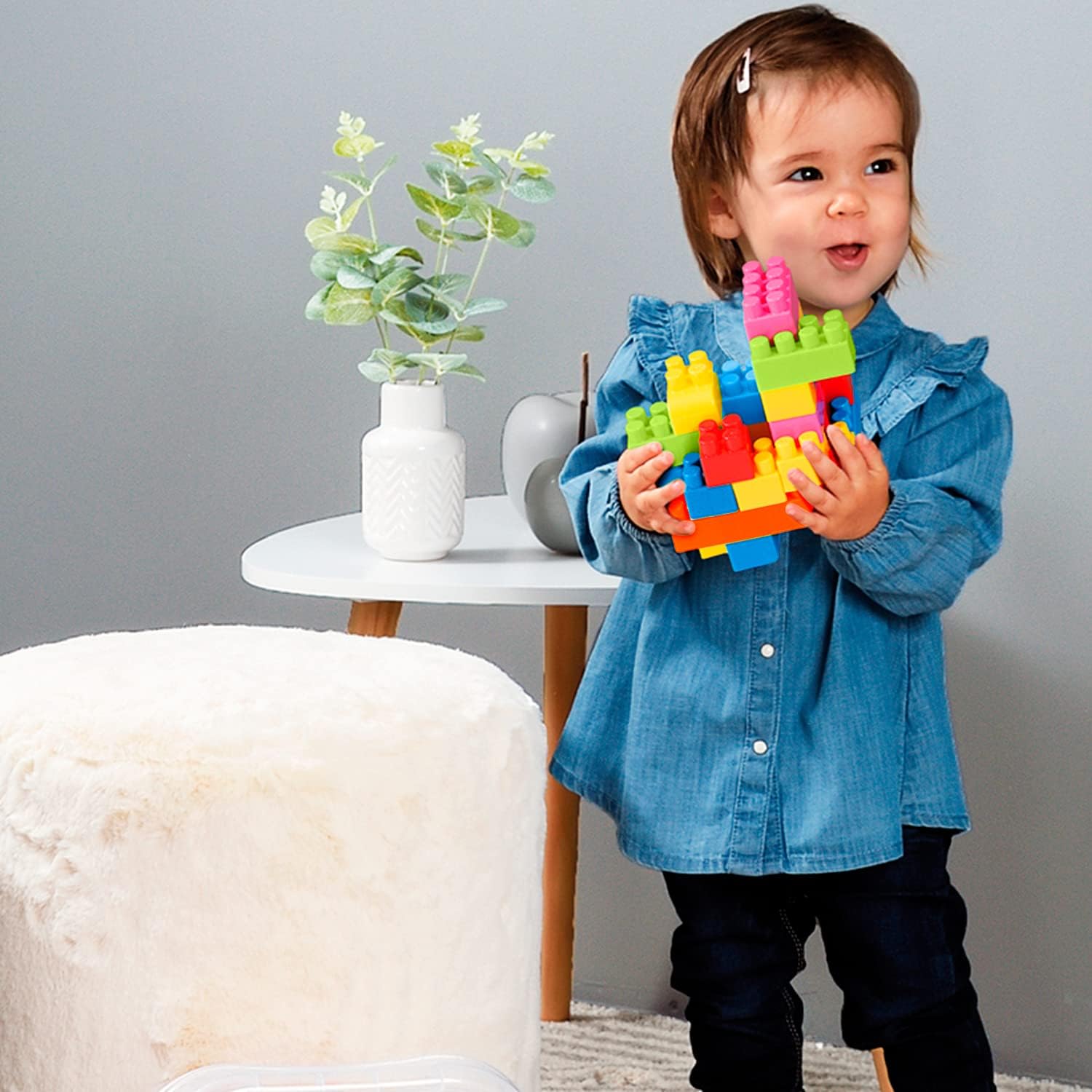 Ecoiffier Jouets 838 - Abrick Stacking Brick Bag - Construction Set for Children - 120 Pieces - From 18 Months - Made in France