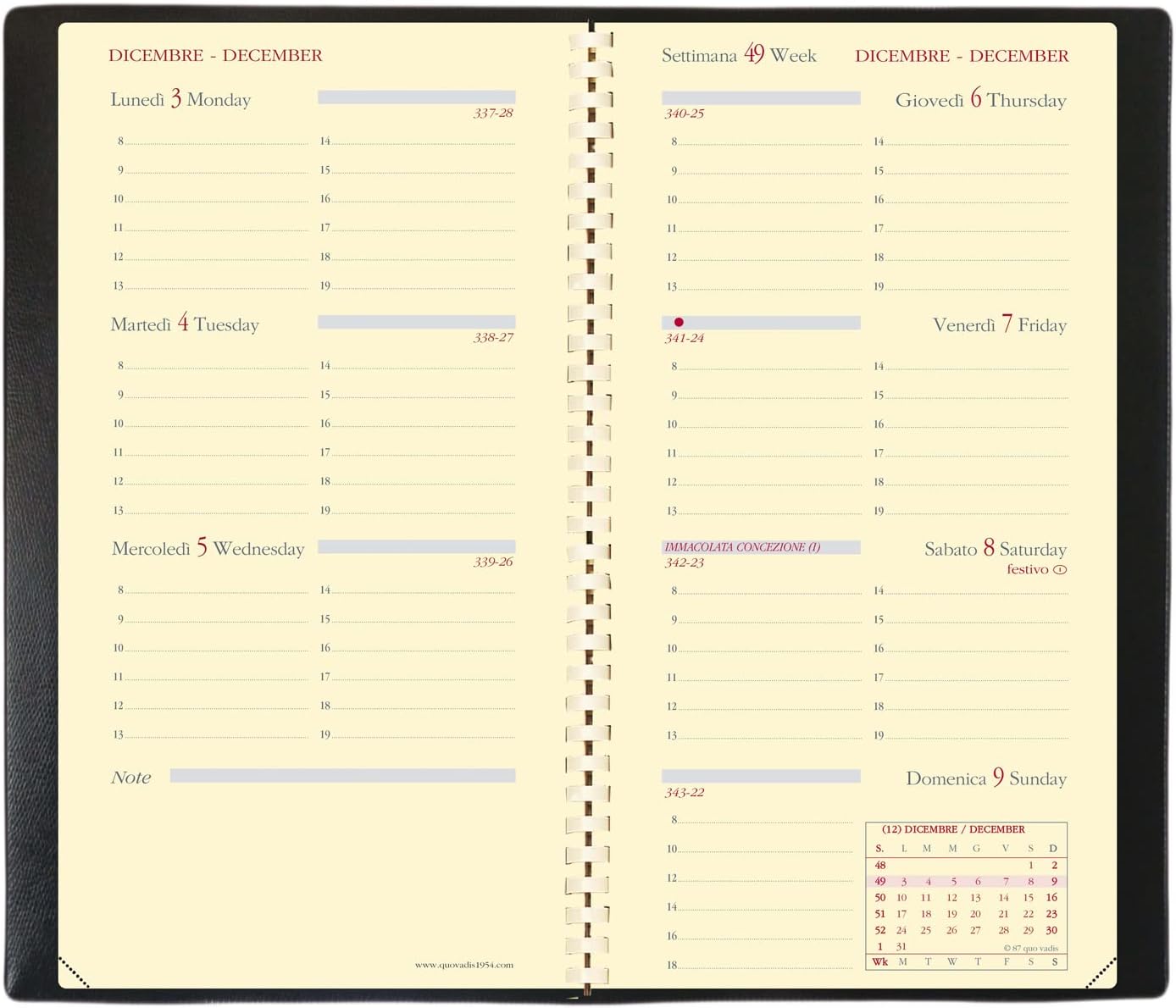 Quo Vadis 37408817MQ PLANORIZON Spiral IT Impala Weekly Planner, 8.8 x 17 cm, Dec/Dec