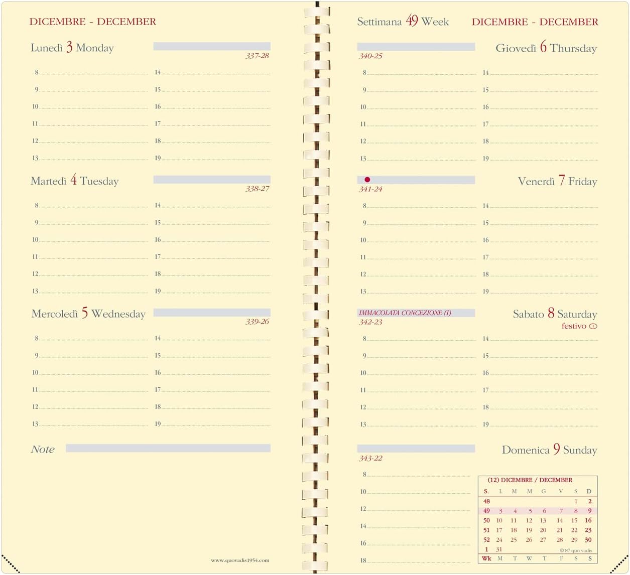 Quo Vadis 37408817MQ PLANORIZON Spiral IT Impala Weekly Planner, 8.8 x 17 cm, Dec/Dec