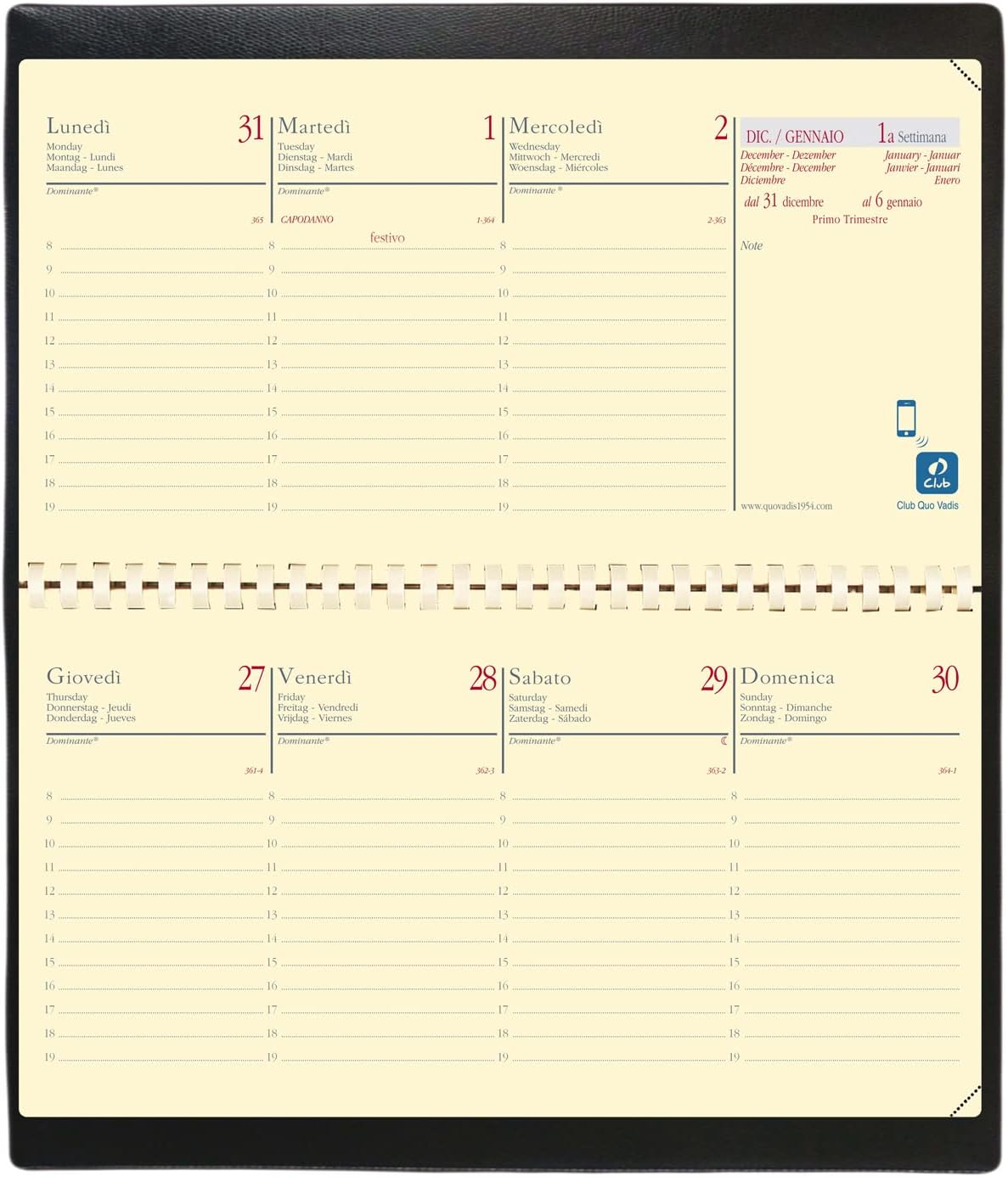 Quo Vadis Impala 422088Q Pocket Diary Planner 8.8 x 17-Inch, Black,Dec 2017 / Dec 2018