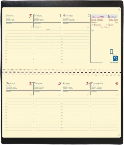 Quo Vadis Impala 422088Q Pocket Diary Planner 8.8 x 17-Inch, Black,Dec 2017 / Dec 2018