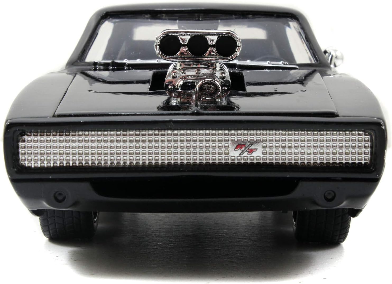 Jada Toys Fast & Furious Dom's 1970 Dodge Charger Street Car Tuning Model 1:24 Scale Opening Doors, Boot & Removable Bonnet, wheel, Includes Dominic Toretto Figure, Black