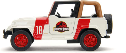 Jada Jurassic Park 1:32 Scale Jeep Wrangler in Quality Die-Cast Metal Open Doors for Children Ages 8, Multicolor (253252019