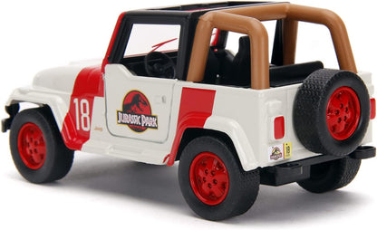 Jada Jurassic Park 1:32 Scale Jeep Wrangler in Quality Die-Cast Metal Open Doors for Children Ages 8, Multicolor (253252019