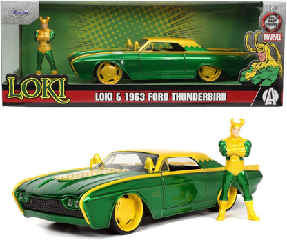 Jada MARVEL LOKI 1963 FORD THUNDERBIRD 1:24 WITH FIGURE