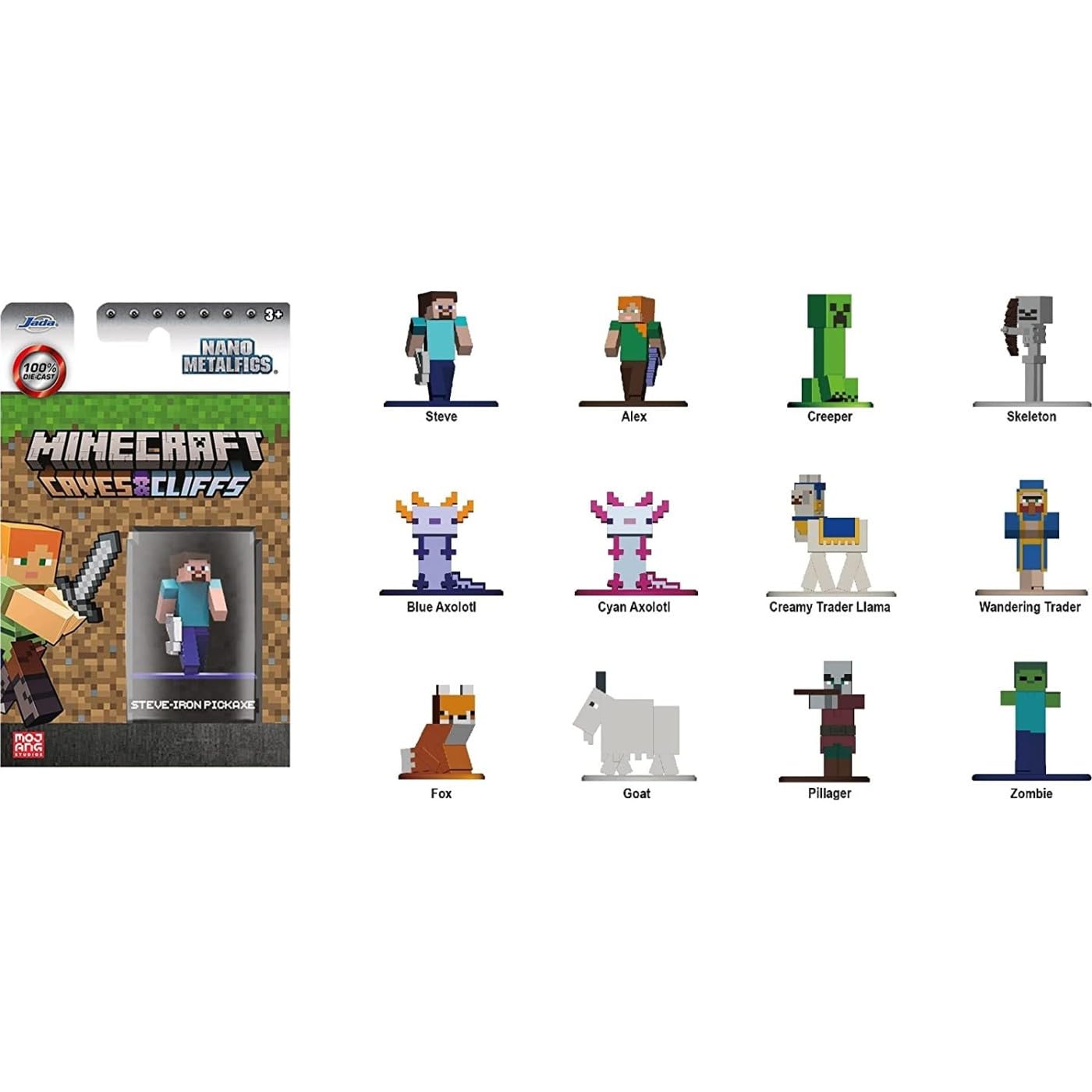 Jada Toys Minecraft 253261002 Multi-Color Nano Figures, 1 Unit, Assorted Model
