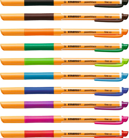 Gel Rollerball - STABILO pointVisco Set of 10 Assorted Colours Assorted Colours 10 Count (Pack of 1) Set
