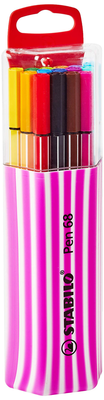 Stabilo: Pen 68 Single Pack, Astuccio In Plastica Rosa Da 15 Colori Assortiti