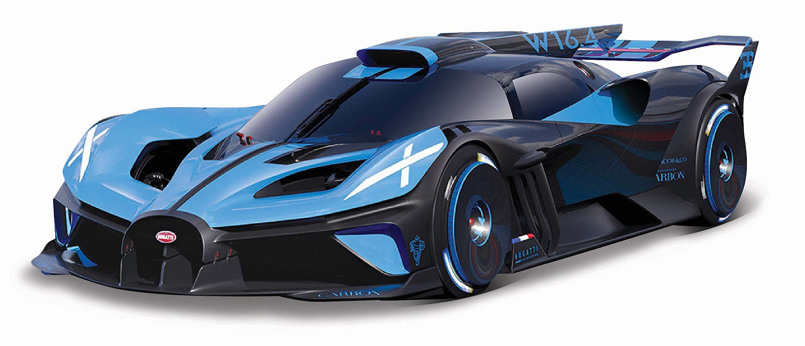 Bburago Bugatti Bolide: Modellauto im Maßstab 1:18, Türen beweglich, blau-schwarz (18-11047B