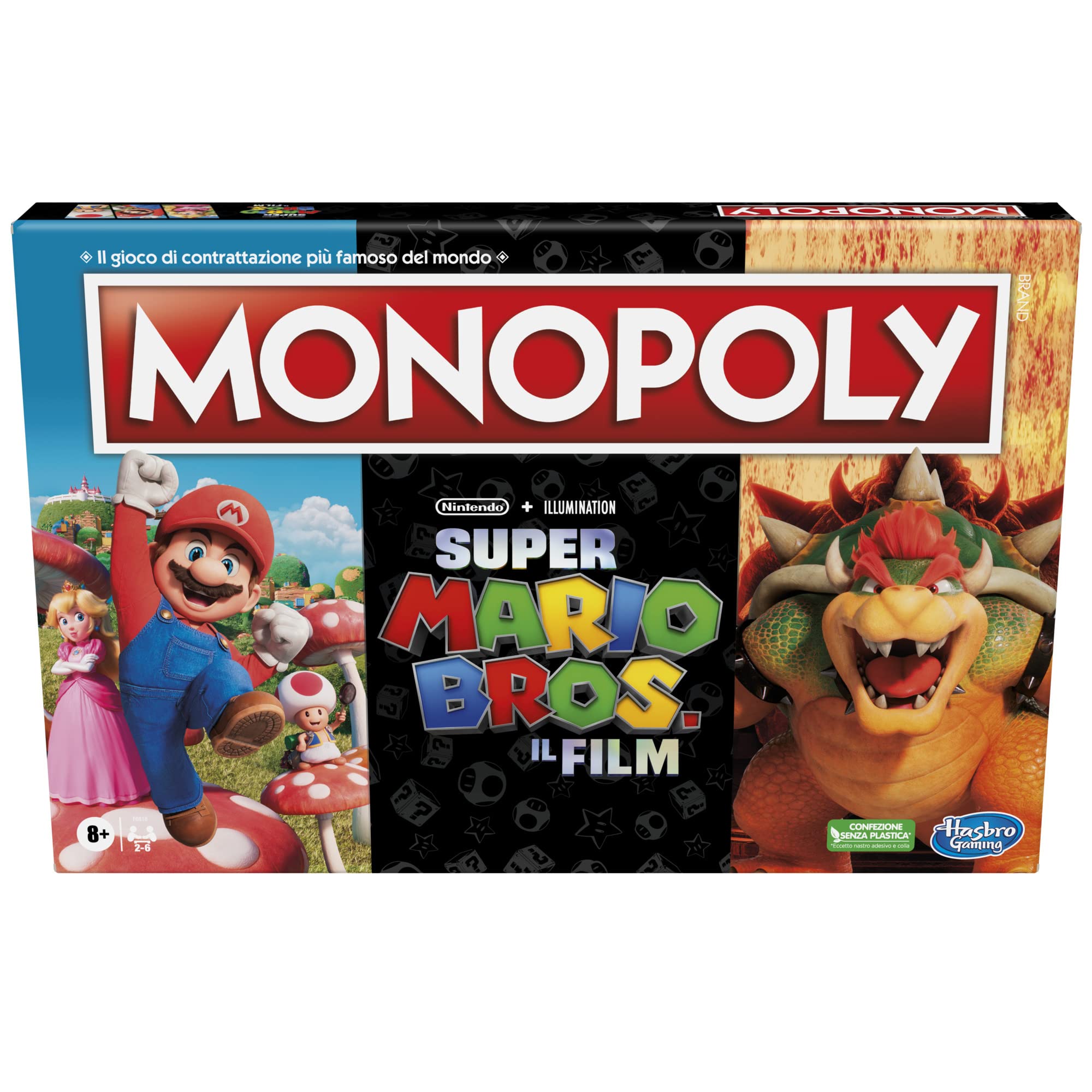 Monopoly - Super Mario Bros Edizione ispirata al film, gioco da tavolo per bambini e bambine, contiene la pedina di Bowser