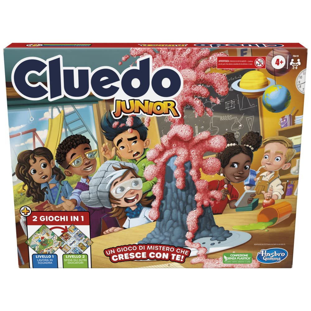 Hasbro Gaming Cluedo Junior, Gioco da Tavolo 2 in 1 con Tabellone Fronte-Retro, Gioco di Investigazione per Bambini e Bambine dai 4 Anni in Su per 2-6 Giocatori