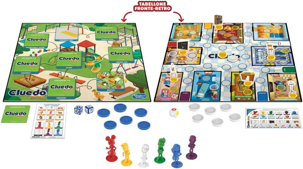 Hasbro Gaming Cluedo Junior, Gioco da Tavolo 2 in 1 con Tabellone Fronte-Retro, Gioco di Investigazione per Bambini e Bambine dai 4 Anni in Su per 2-6 Giocatori