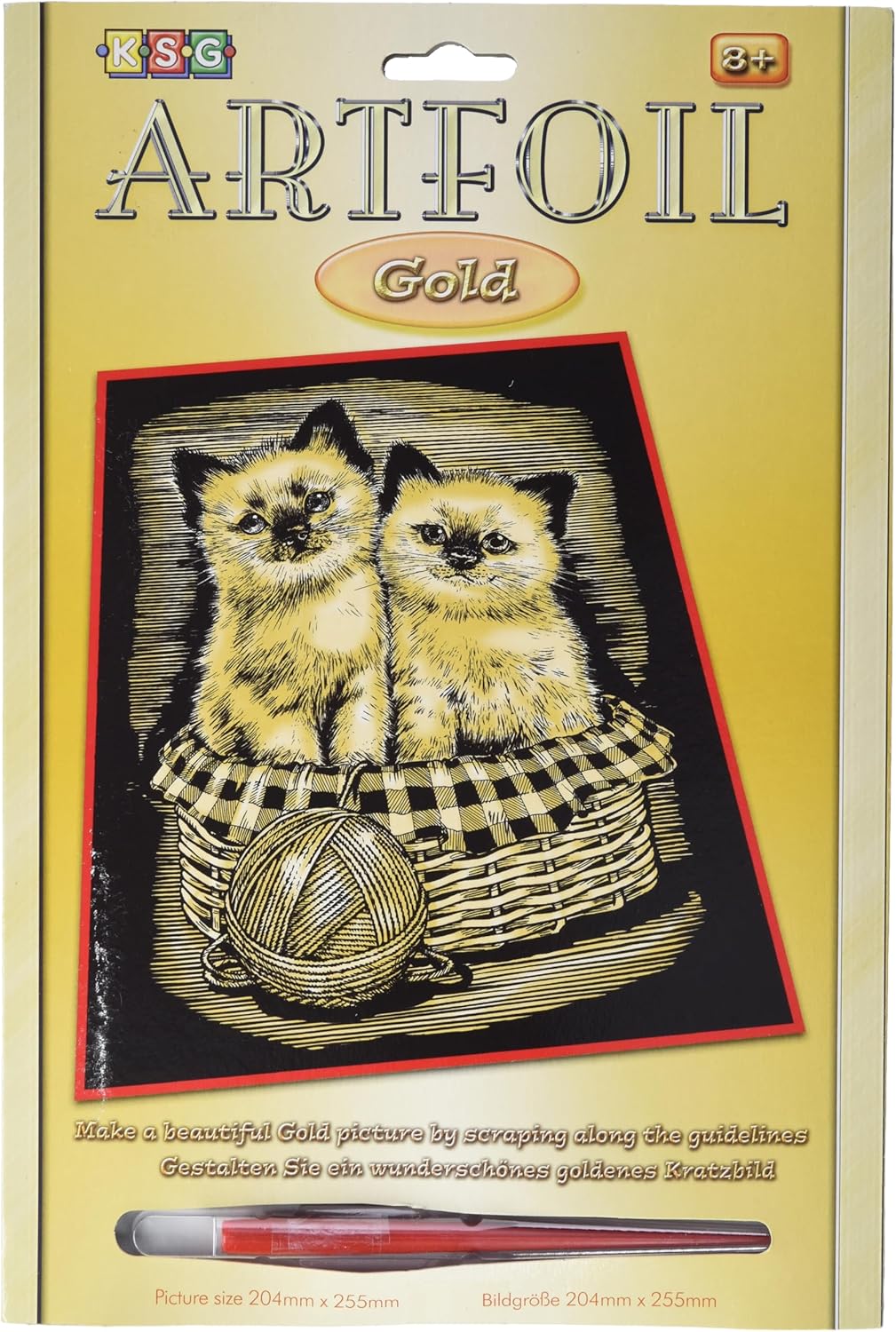Mammut Spiel & Geschenk 0602 Gold-Kätzchen, ca. 25,5 x 20,4 cm Artfoil-Cat, Animal Design, Complete Set Picture, Knife and Instructions, Scraper, Glossy, Scratching Kit for Children Aged 8 Years