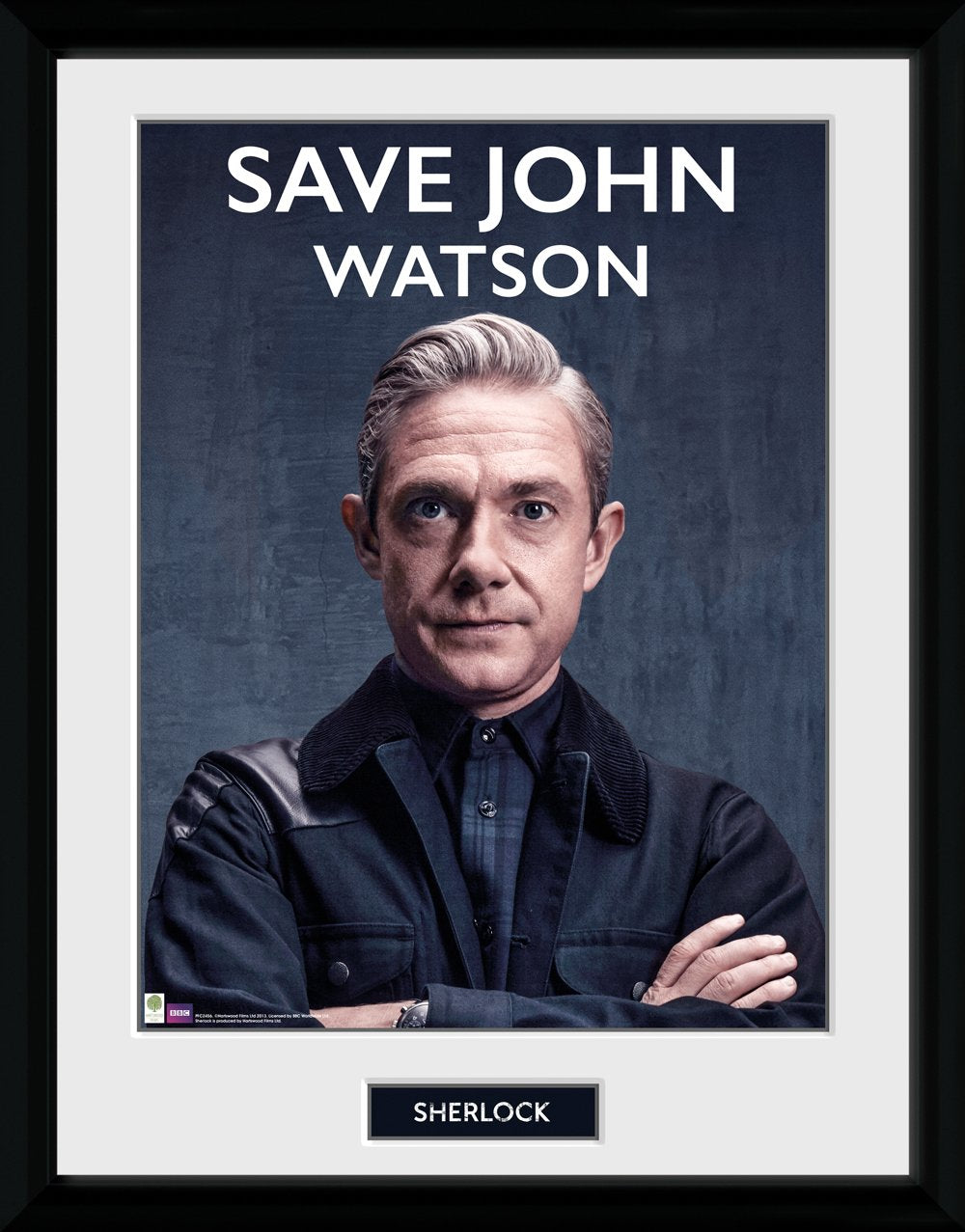 GB eye Sherlock Save John Watson Framed Print, Wood, Multi-Colour