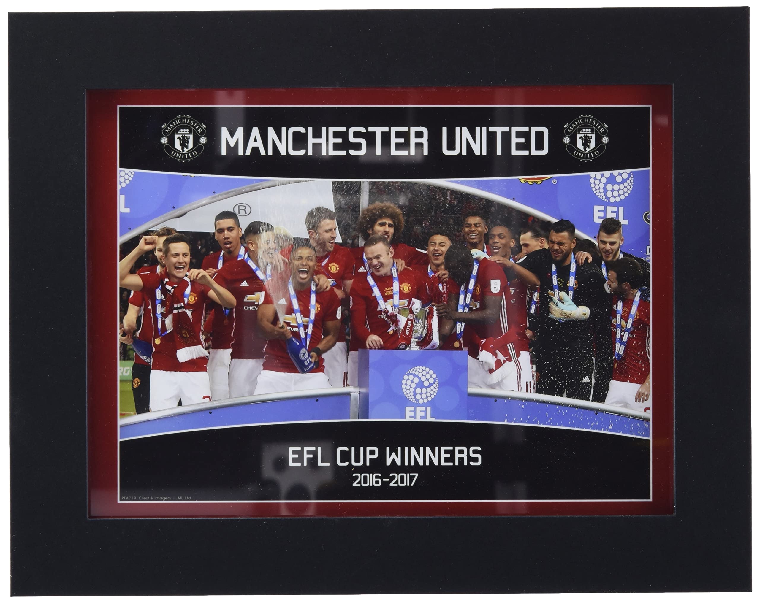 GB Eye Manchester United, EFL Cup Winners 16/17" Framed Print, Multi-Colour, 20 x 15 cm