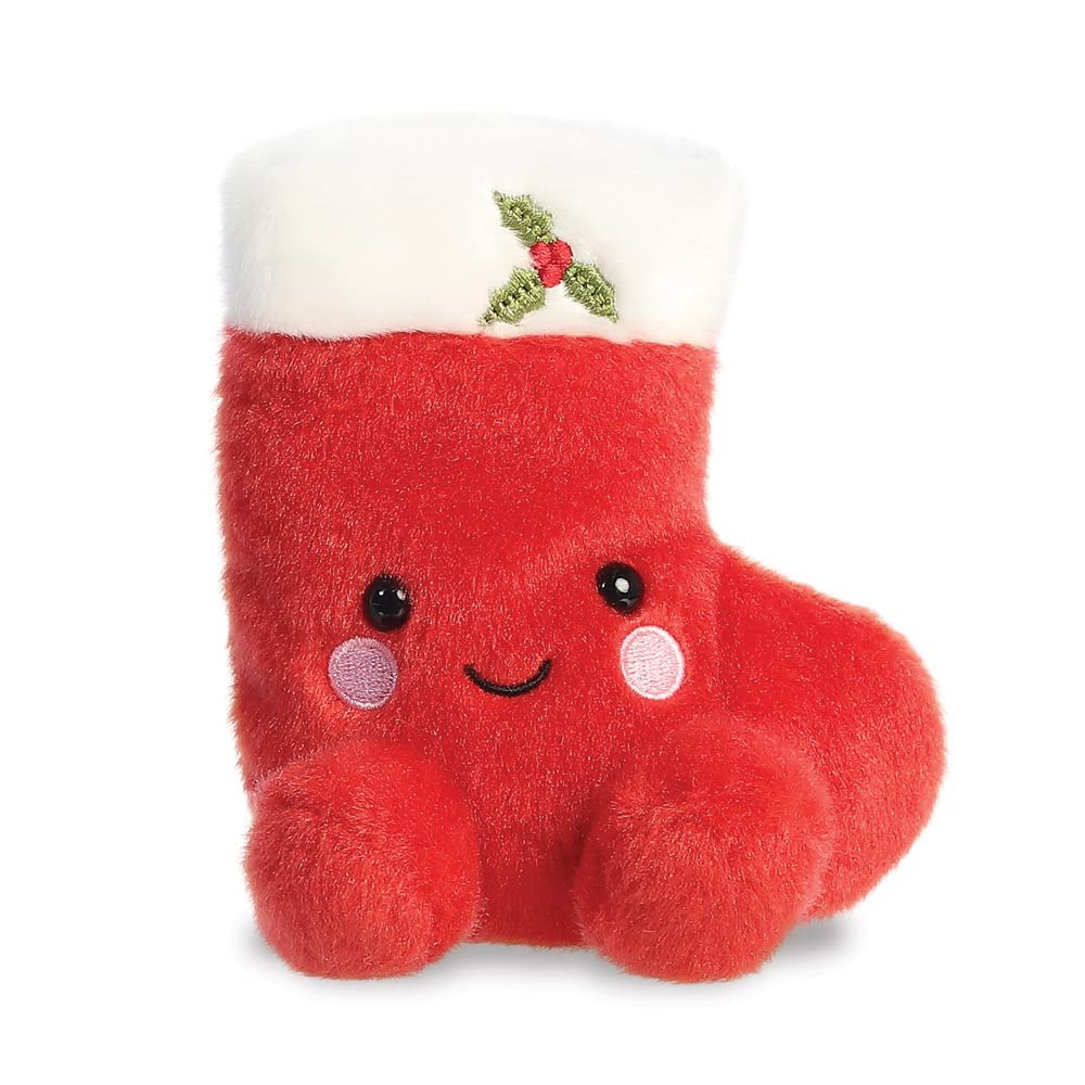 Aurora, 99220, Palm Pals Holly Christmas Stocking, 5In, Soft Toy, Red & White