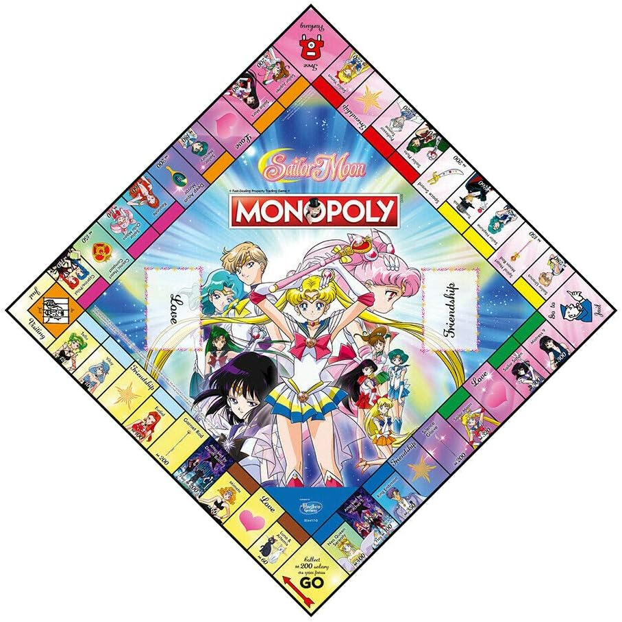 Winning Moves, Monopoly Game Based on Sailor Moon Anime Characters Usagi Rei Professor Tomoe Chibi Moon Gifts for Anime Fans Ages 8+