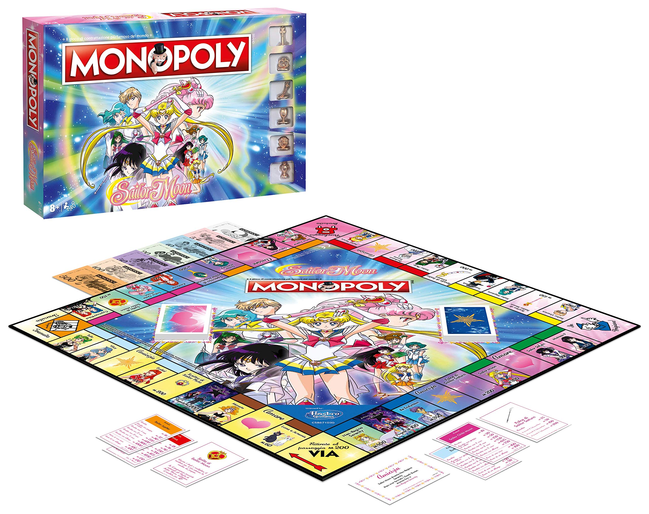 Winning Moves, Monopoly Game Based on Sailor Moon Anime Characters Usagi Rei Professor Tomoe Chibi Moon Gifts for Anime Fans Ages 8+