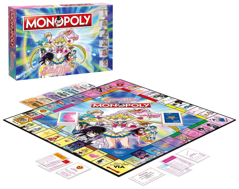 Winning Moves, Monopoly Game Based on Sailor Moon Anime Characters Usagi Rei Professor Tomoe Chibi Moon Gifts for Anime Fans Ages 8+