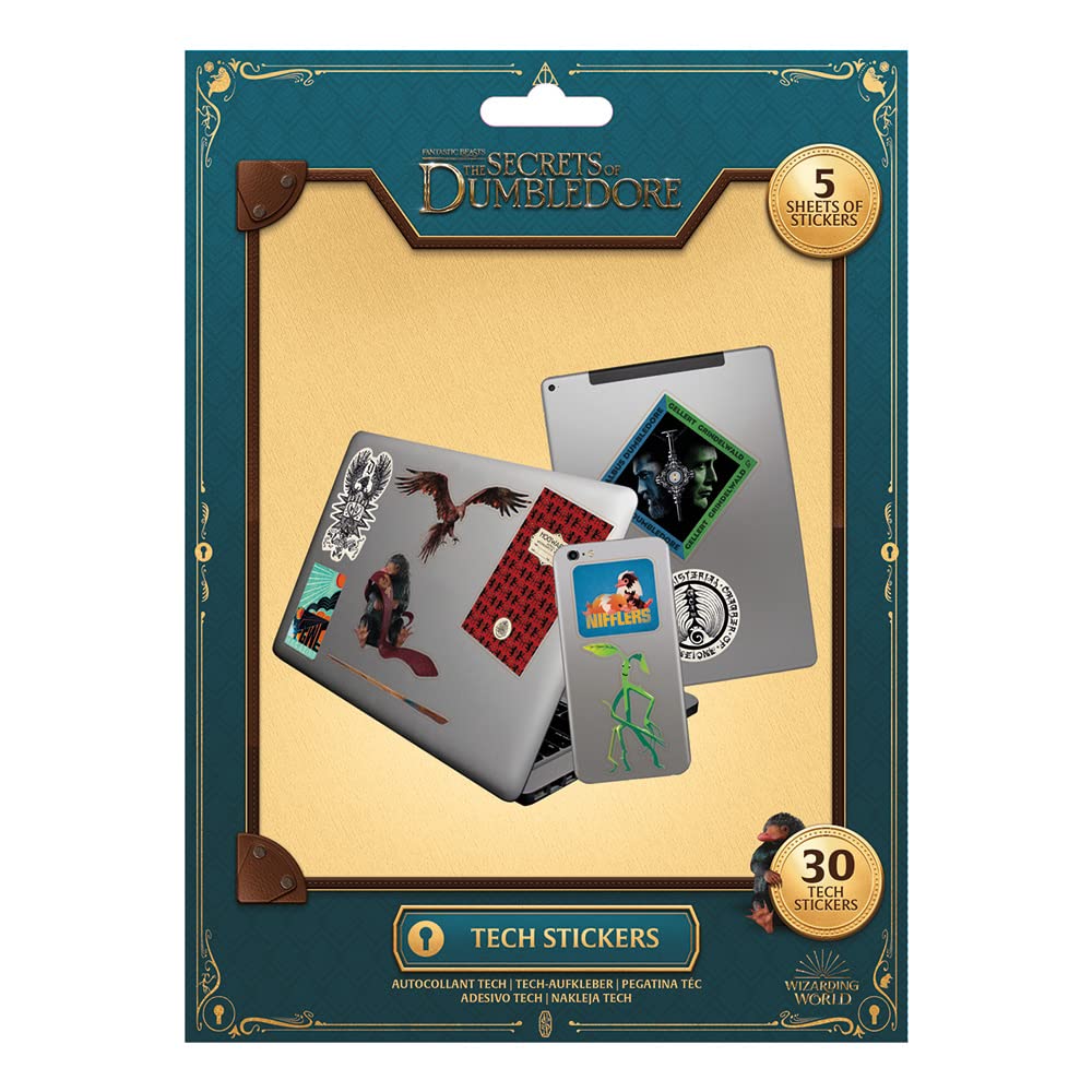 Pyramid International Fantastic Beasts The Secrets of Dumbledore Sticker Pack (Magical Ephemera Design) 5 Sheets with 30 Stickers Tech Sticker Pack - Official Merchandise, Copper, Agate (TS7473)