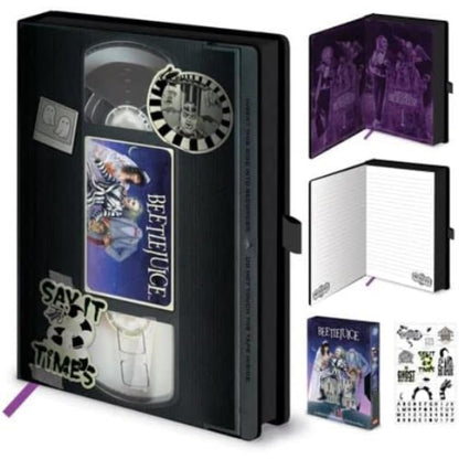 Pyramid International Beetlejuice Journal Notebook A5 (Retro Say It three Times VHS Design) Notepads A5 and Note Book in Presentation Gift Box, 240 Pages - Official Beetlejuice Merchandise