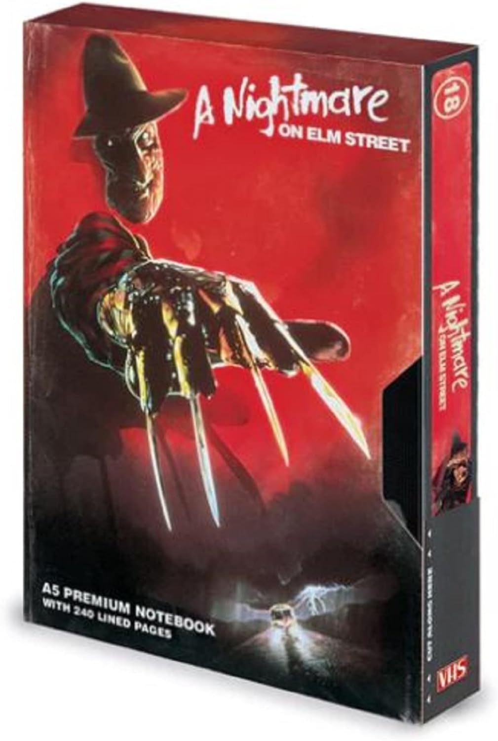 Pyramid International A Nightmare On Elm Street Journal Notebook A5 (Retro Video Nasty VHS Design) Notepads A5 and Note Book in Presentation Gift Box, 240 Pages - Official Merchandise