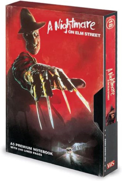 Pyramid International A Nightmare On Elm Street Journal Notebook A5 (Retro Video Nasty VHS Design) Notepads A5 and Note Book in Presentation Gift Box, 240 Pages - Official Merchandise