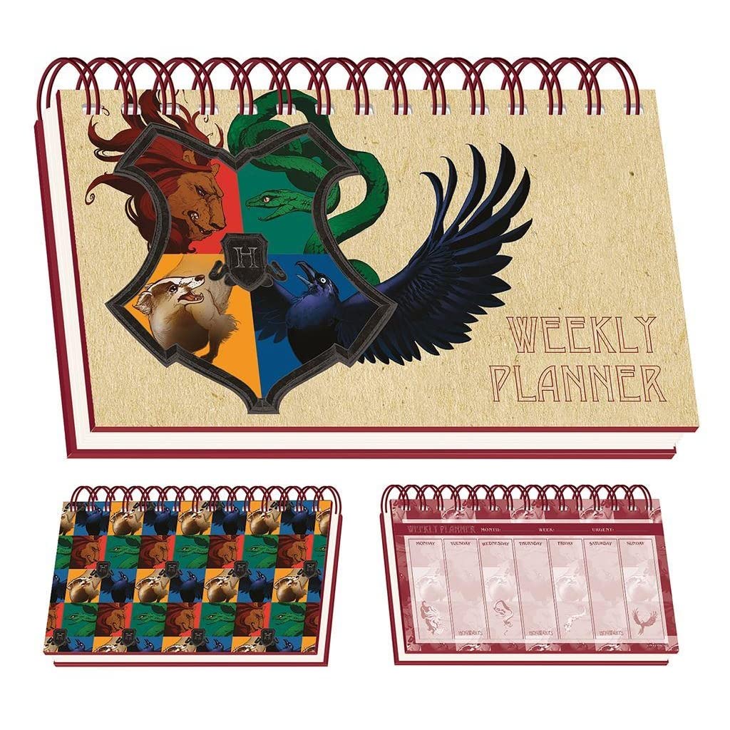 HARRY POTTER Weekly Planner (Intricate Houses Design), A5 Desktop Daily Planner Pad, Work Planner - Official Merchandise