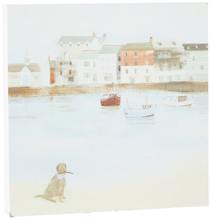 Hannah Cole (Cornish Sea Dog 20 x 20cm Wooden Wall Art, Multi-Colour, 20 x 20 cm