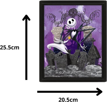 Pyramid International Disney The Nightmare Before Christmas Poster in 3D (Jack Skellington Graveyard Design) Lenticular Poster in Box Frame 25cm x 20cm x 1.5cm - Official Merchandise