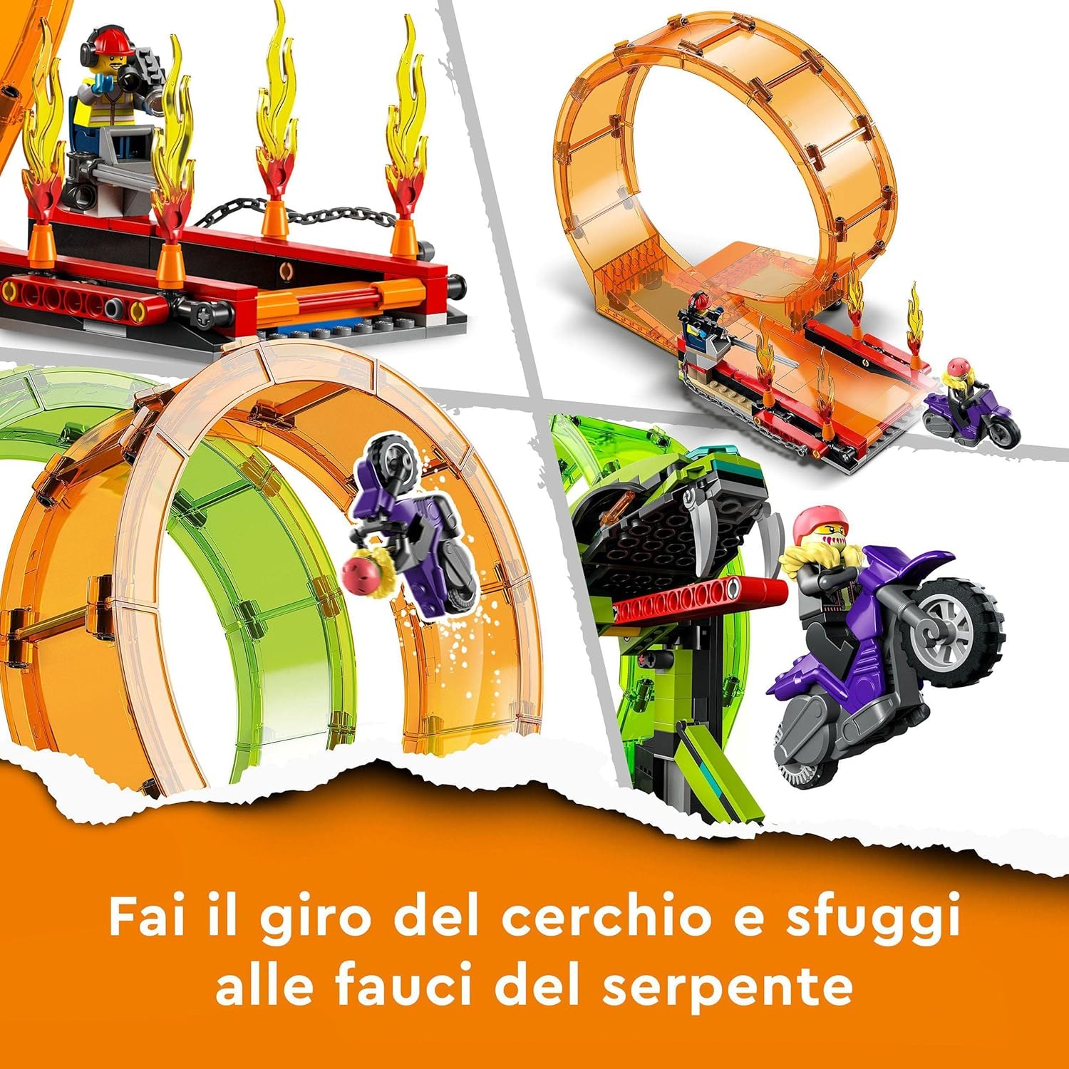 LEGO 60339 City Stuntz Double Loop Stunt Arena, Monster Truck Playset with 2 Toy Motorbikes, Ramp and Minifigures, for Kids Aged 7 Plus Standard packaging