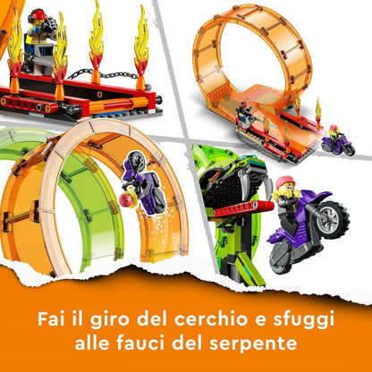 LEGO 60339 City Stuntz Double Loop Stunt Arena, Monster Truck Playset with 2 Toy Motorbikes, Ramp and Minifigures, for Kids Aged 7 Plus Standard packaging