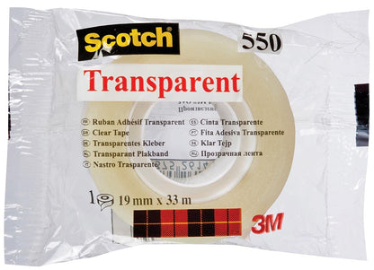 Scotch 550 Transparent Tape, 19 mm x 33 m, 8 Rolls/Pack