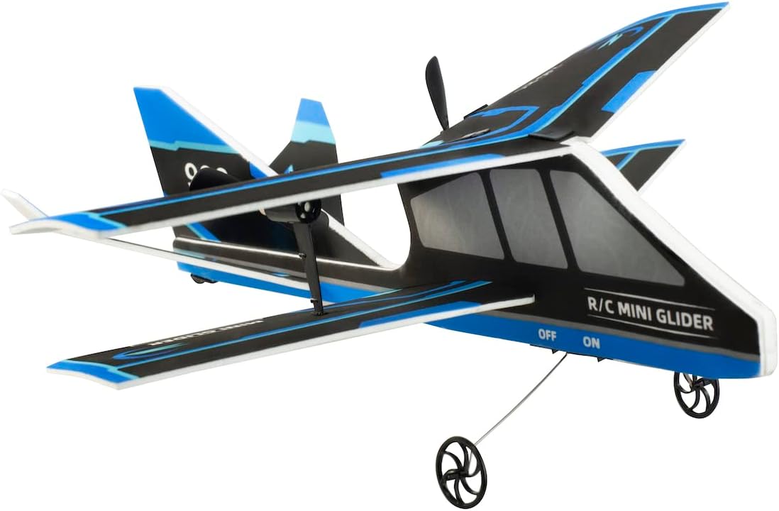 RE-EL TOYS 0439 SKY PILOT 2.4GHz Radio-Controlled Aircraft with Lights and Landing Gear. Made from Durable EVA Material, Nero/Blu